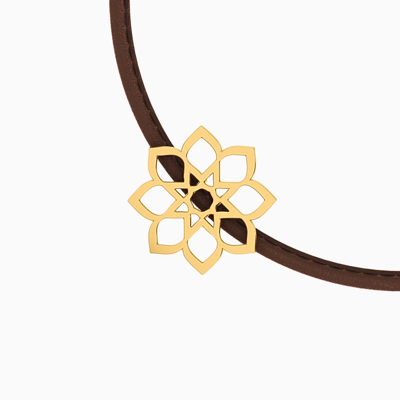 Miss L' by L'azurde Leather Bracelet Flower Pendant in 18K Gold - Image 4